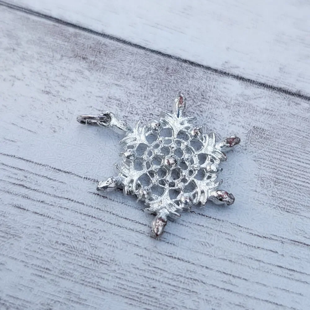 Snowflake Pendant - No Chain Included - Heavy Tarnish_5